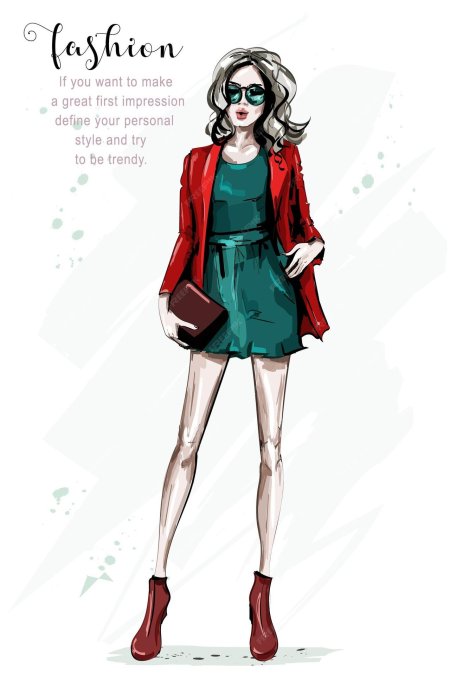 Фэшн иллюстрация девушка в очках