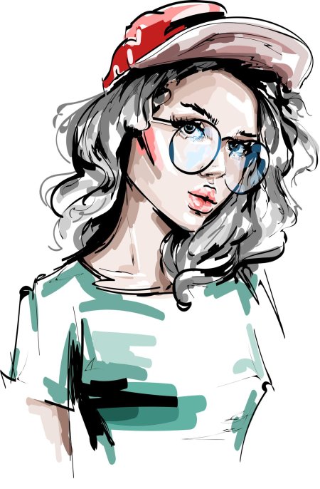 Женщина в кепке рисунок
