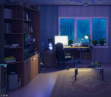 Аниме комната ночью