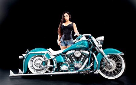 Харлей дэвидсон мотоцикл и девушка