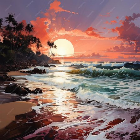 Закат на пляже