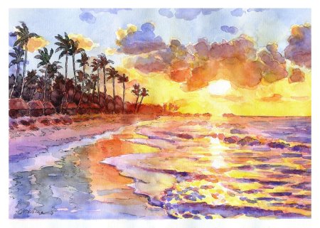 Акварель закат