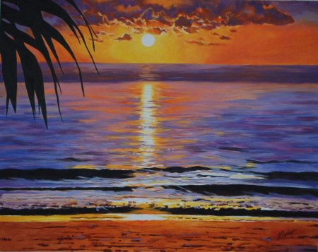 Закат на море картина