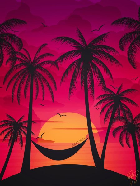 Закат с пальмами