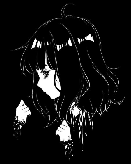 Аниме бело черное