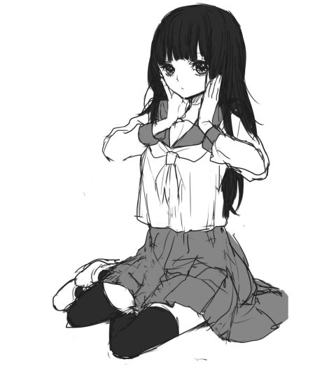 Аниме тян черно белая