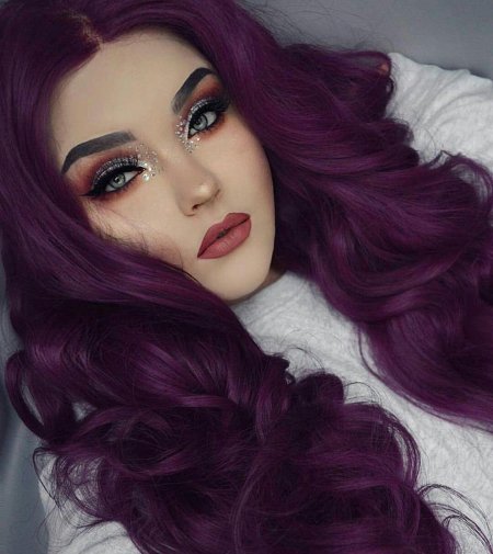 Макияж к фиолетовым волосам