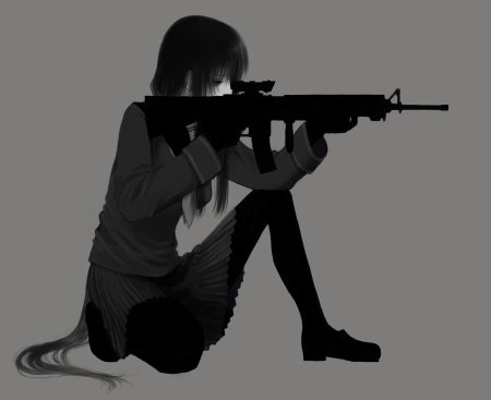 Аниме девушка с оружием