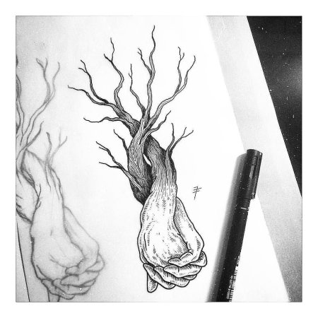 Дерево арт карандашом