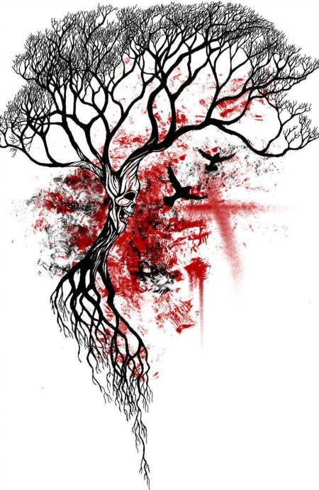 Тату дерево трэш полька