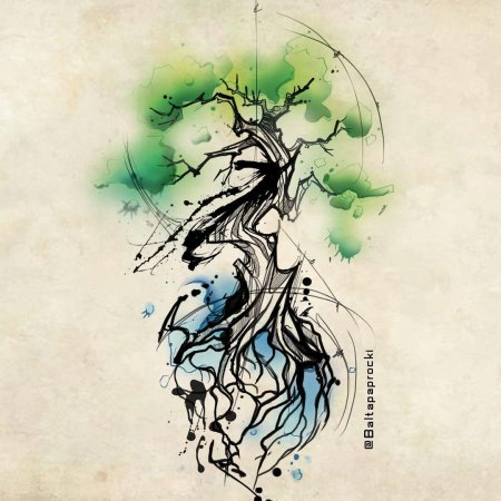 Тату дерево эскиз