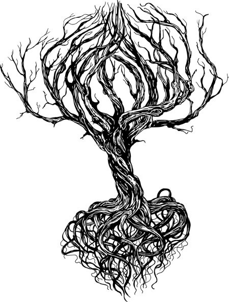Тату дерево с корнями