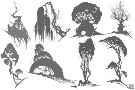 Скетч лес деревья