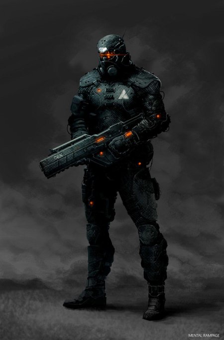 Cyberpunk concept art солдат