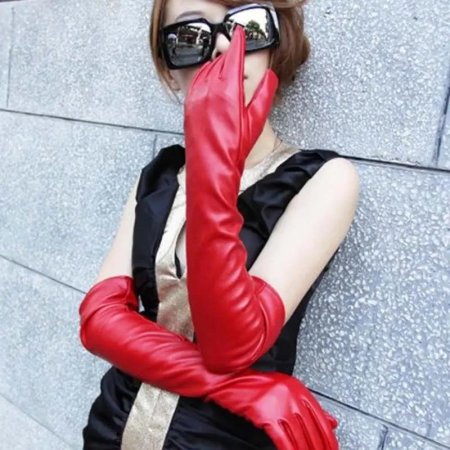 Женские длинные перчатки из искусственной кожи