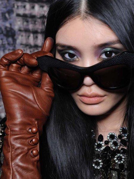 Перчатки женские кожаные