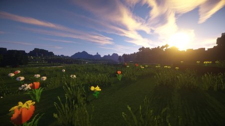 Майнкрафт поляна с шейдерами