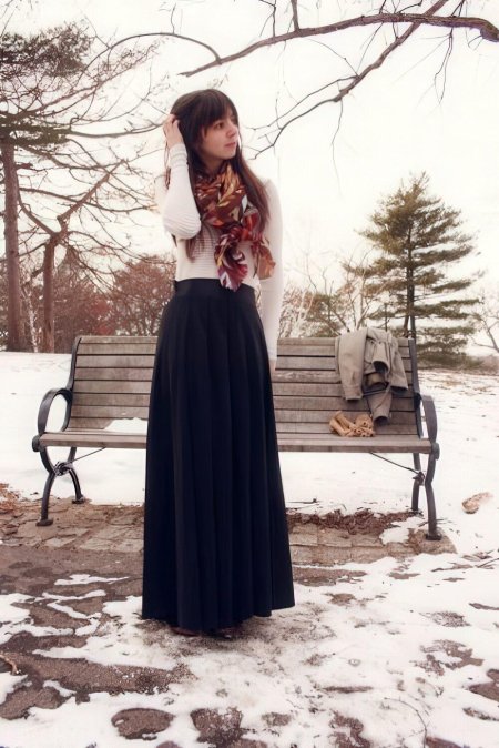 Длинная юбка зимой