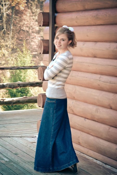 Джинсовая длинная юбка