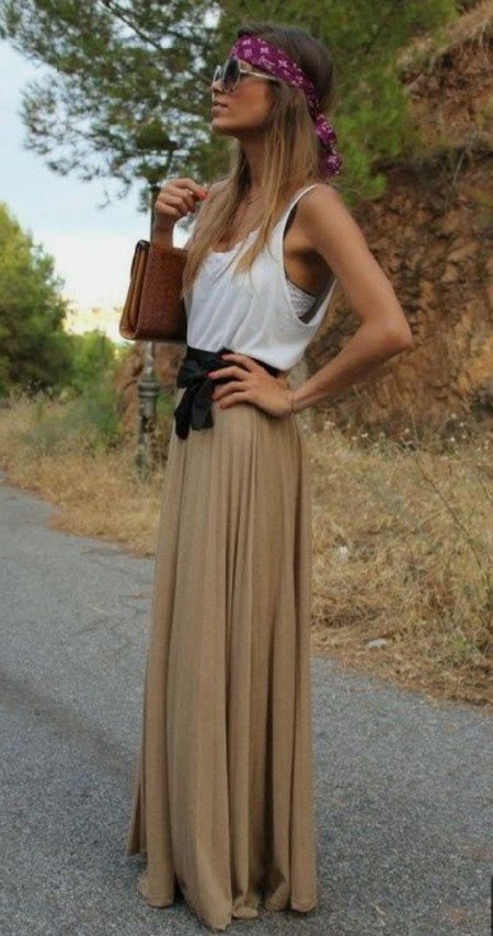 Летний образ с длинной юбкой