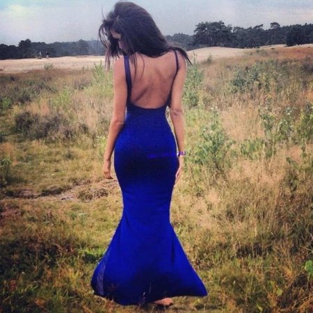 Синее вечернее платье