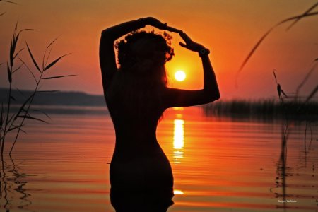 Лето закат девушки