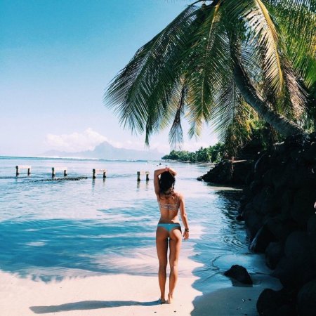 Море пальмы девушка