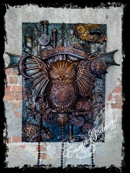 Панно сова стимпанк