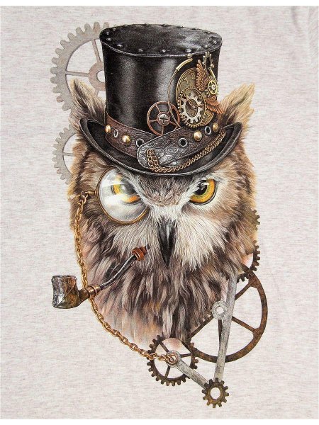 Тату сова в стиле стимпанк