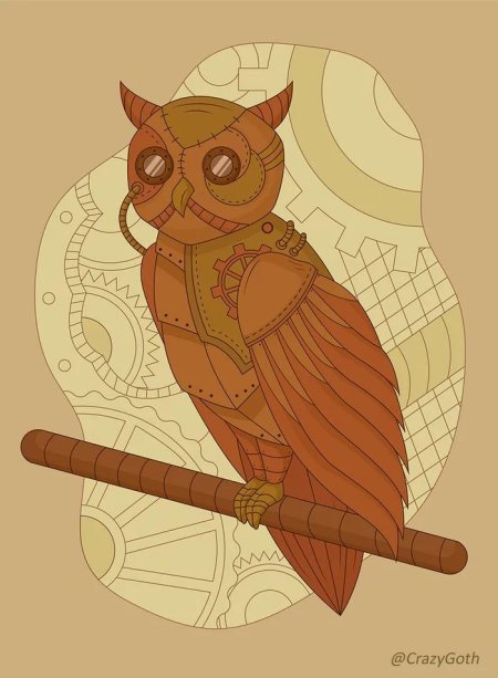 Механическая сова стимпанк