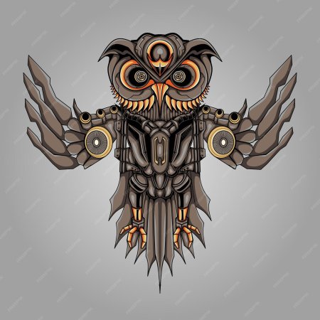 Тату стимпанк сова