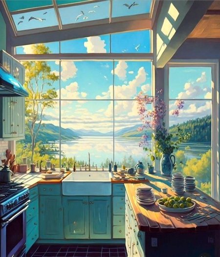 Кухня с окнами