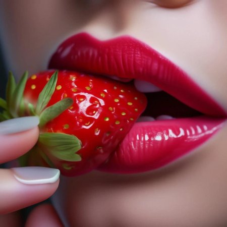 Губы с клубникой
