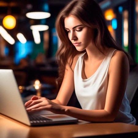 Девушка работает за компьютером