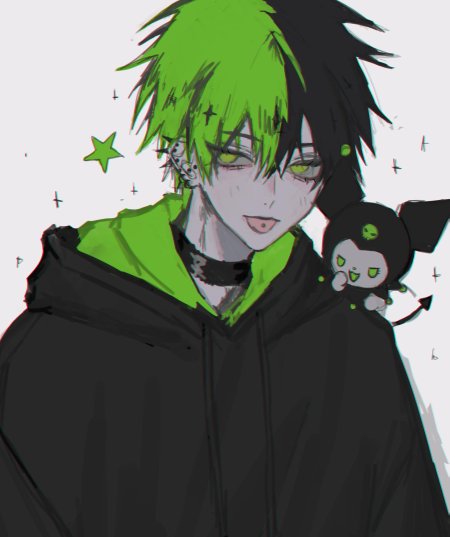 Парень с зелеными волосами