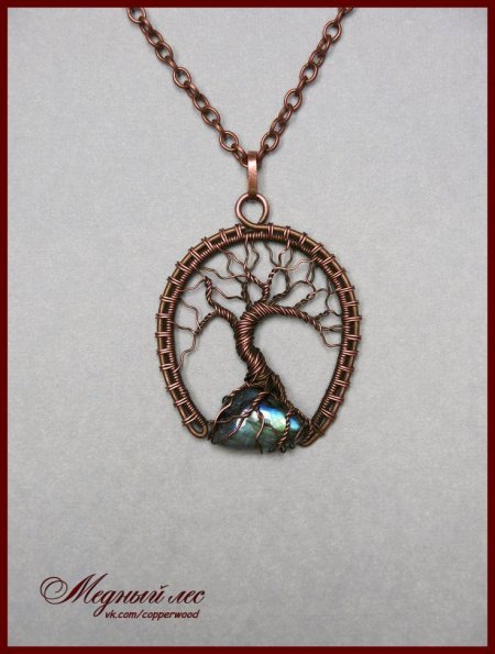 Дерево кулон из медной проволоки