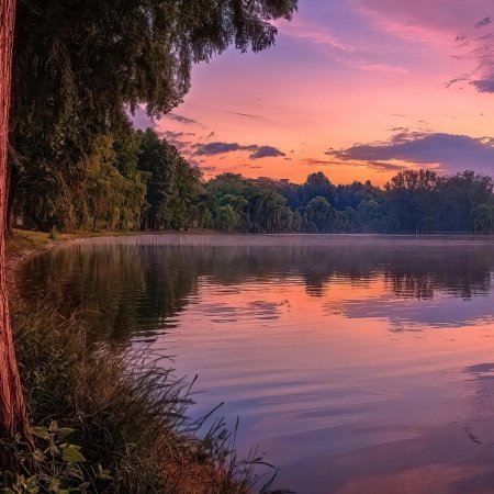 Закат на озере