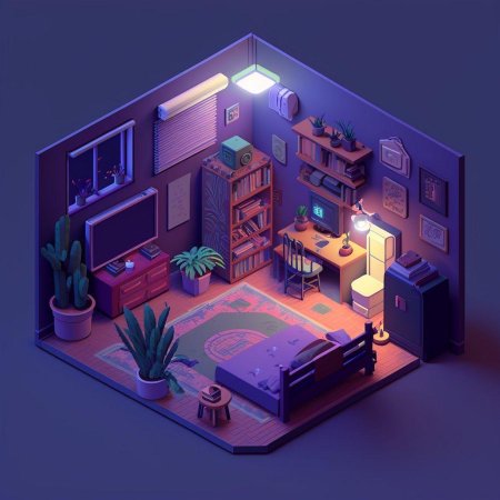 3d isometric room гейминг
