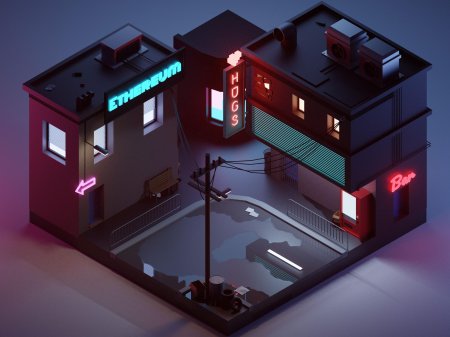 Low poly d cyberpunk город