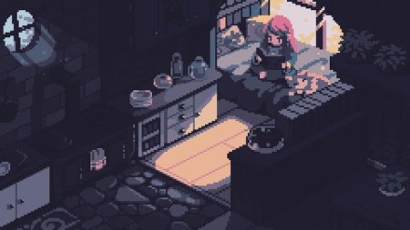 Пиксельная комната с компьютером