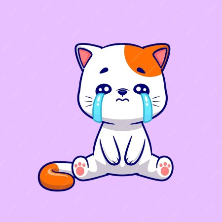 Грустный котик рисунок