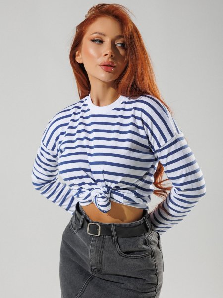 Тельняшка оверсайз лонгслив в полоску