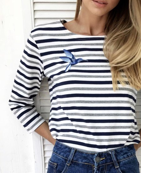 Лонгслив тельняшка в полоску берегите птиц