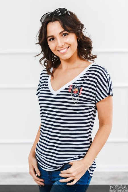 Полосатая футболка женская