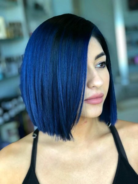 Синие волосы каре