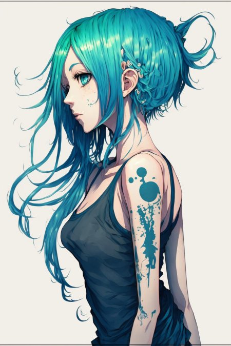 Девушка с синими волосами арт