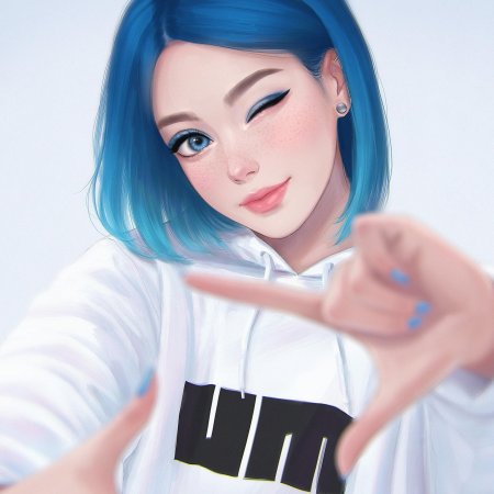 Девочка с синими волосами