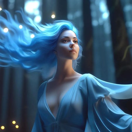Девушка с синими волосами