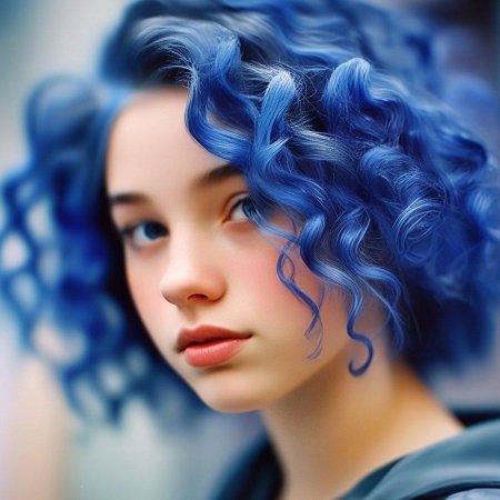 Девочка с синими волосами