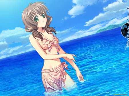 Аниме девушка на пляже